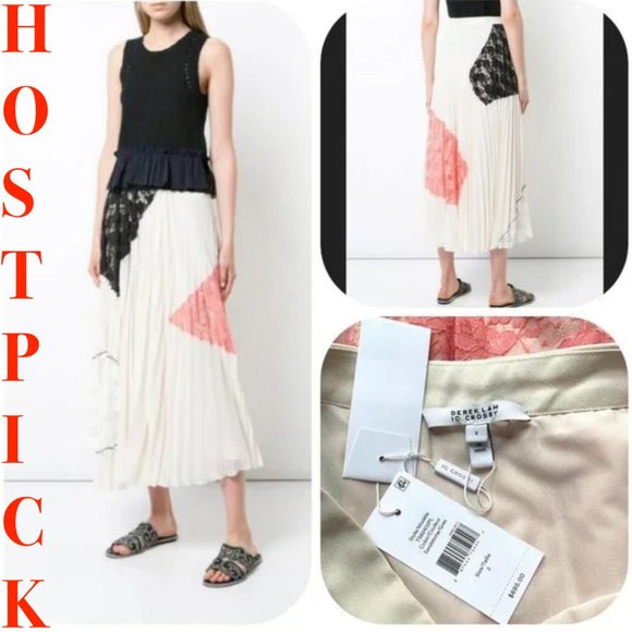Derek Lam Dresses & Skirts - NWT Auc 10 Crosby Derek Lam Sandstone Pleated Lace Inserts Skirt